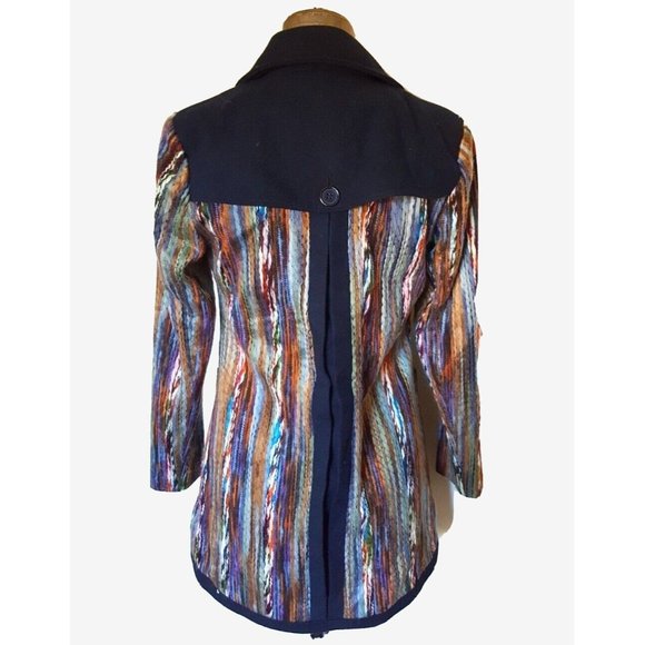 Moon Collection multi-color 'yarn' woven coat jacket striped M - Picture 5 of 11